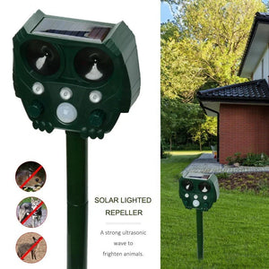 Solar Ultrasonic Animal Repeller with Motion Sensor Waterproof Design