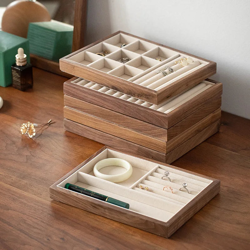 Stackable Walnut Wood Jewelry Storage Trays, Valentines Gifts For Her 1005006826400654-Style 2