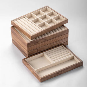 Stackable Walnut Wood Jewelry Storage Trays, Valentines Gifts For Her 1005006826400654-Style 2
