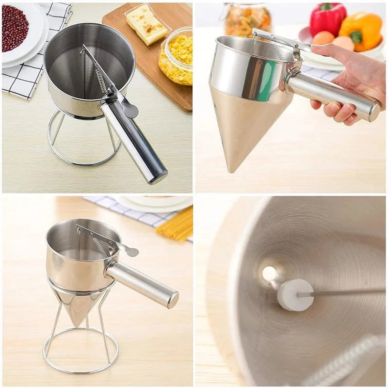 Stainless Steel Batter Dispenser Funnel With Stand 600Ml Or 1200Ml 1005005802402244-S