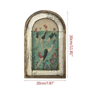 Swimming Wall Art Wooden Frame Bathroom Decor
