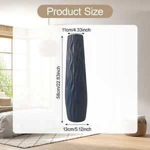 Tall Textured Floor Vase Plastic Cylinder Decor For Branches And Flowers 1005009935687657-Black