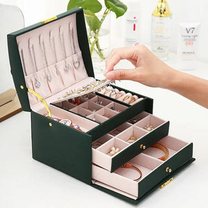 Three Layer Drawer Jewelry Box With Lock For Valentines Gifts For Her 1005007096748857-Pink