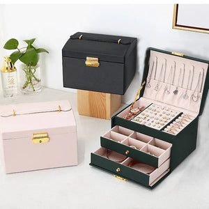 Three Layer Drawer Jewelry Box With Lock For Valentines Gifts For Her 1005007096748857-Pink