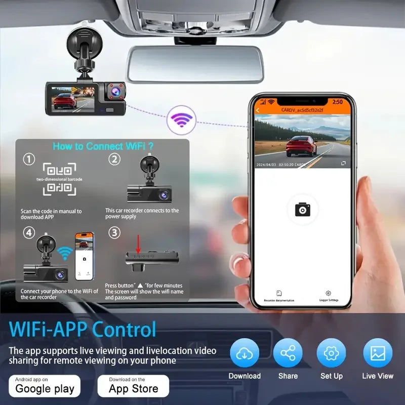 Three Lens 1080P Car Dash Cam With Wifi Front Rear Interior 1005007805748085-X170-WIFI-3CAM-64G