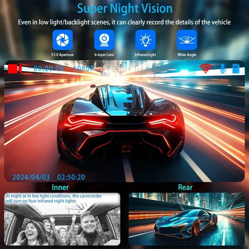 Three Lens 1080P Car Dash Cam With Wifi Front Rear Interior 1005007805748085-X170-WIFI-3CAM-64G