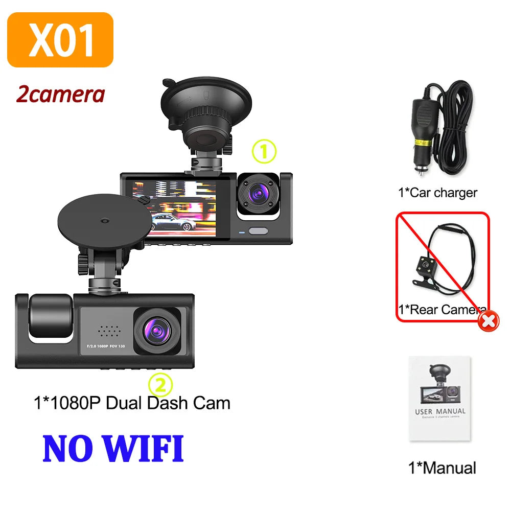 Three Lens 1080P Car Dash Cam With Wifi Front Rear Interior 1005007805748085-X170-WIFI-3CAM-64G