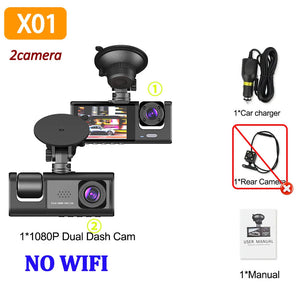 Three Lens 1080P Car Dash Cam With Wifi Front Rear Interior 1005007805748085-X170-WIFI-3CAM-64G