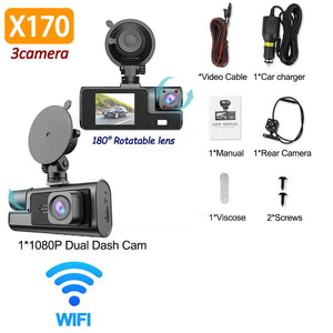 Three Lens 1080P Car Dash Cam With Wifi Front Rear Interior 1005007805748085-X170-WIFI-3CAM-64G
