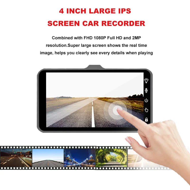 Touch Screen Mirror Dash Cam With Front Rear Cameras 1080P 1005007176247075-B12-6M RCC-BL-None