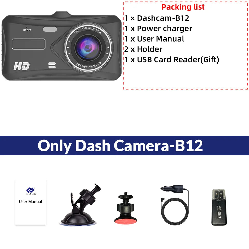 Touch Screen Mirror Dash Cam With Front Rear Cameras 1080P 1005007176247075-B12-6M RCC-BL-None