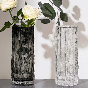 Transparent Textured Glass Tabletop Vase For Flower Arrangements Home Decor 1005006974990090-white