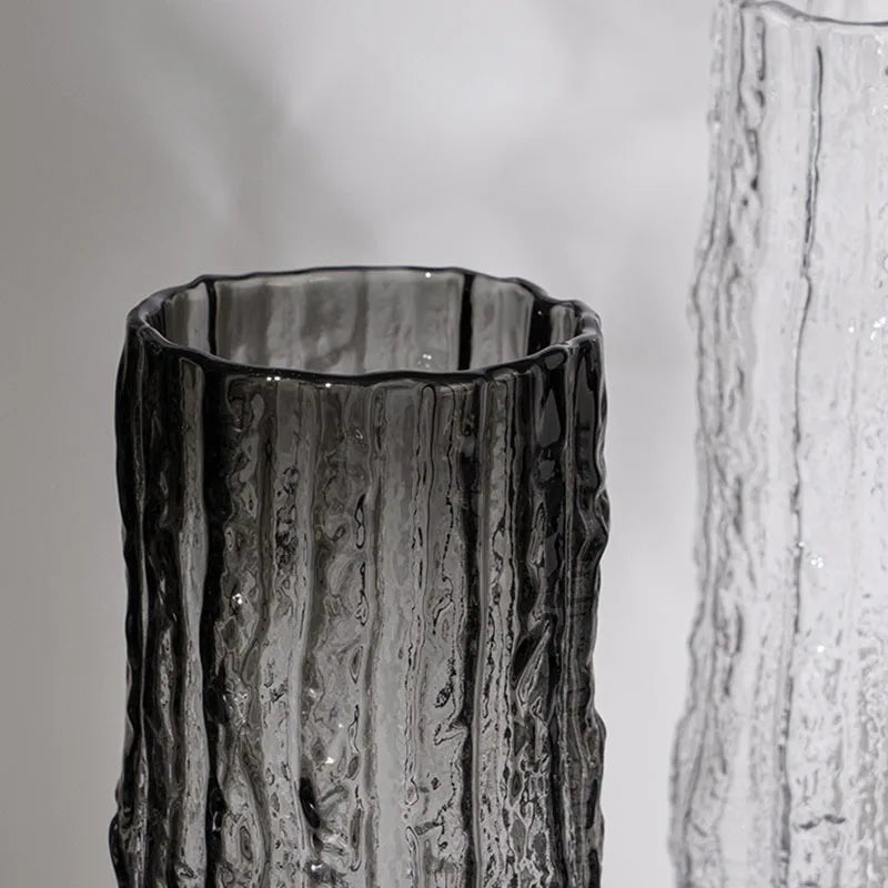 Transparent Textured Glass Tabletop Vase For Flower Arrangements Home Decor 1005006974990090-white