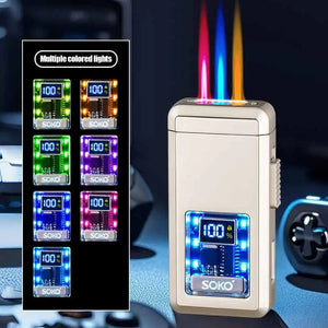 Triple Jet Flame Torch Lighter, Valentines Gifts For Him, Type C 1005009650507349-Silver