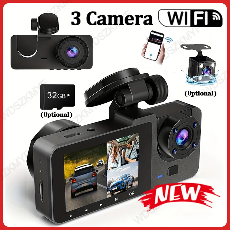 Triple Lens Wifi Dash Cam 1080P Car Dvr With Night Vision 1005008558066350-X94-WIFI-3CAM-64G