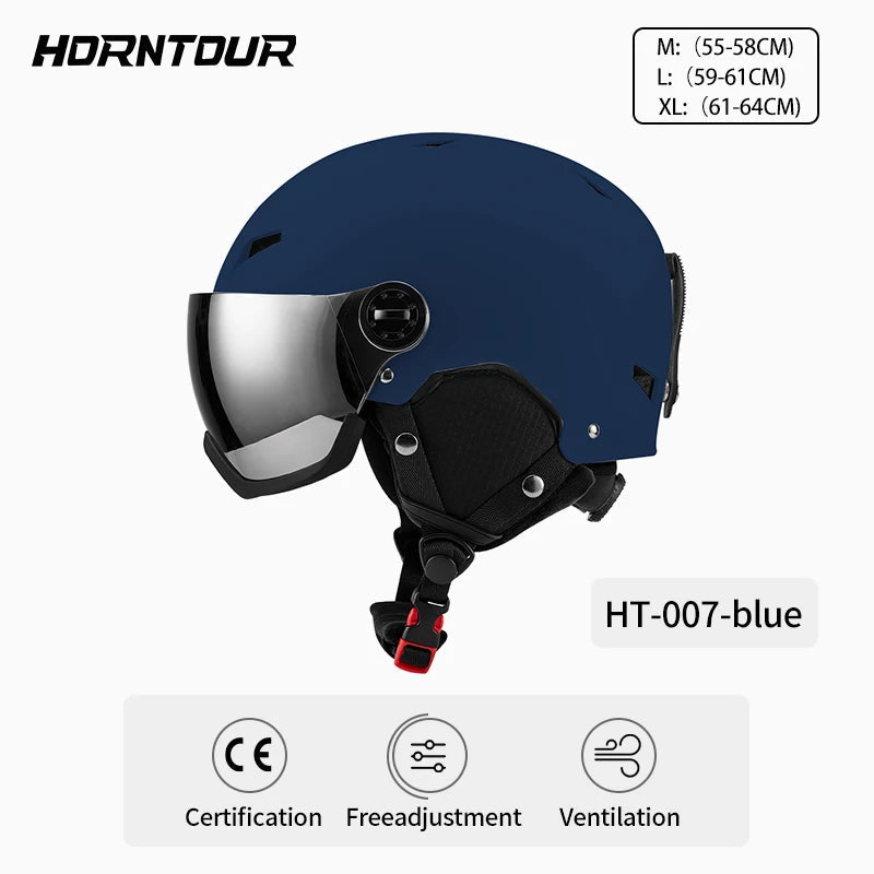 Ultra Light Ski Helmet With Mirrored Snow Goggles For Outdoor Skiing 1005010286765892-A2-Grey-L(59-61CM)