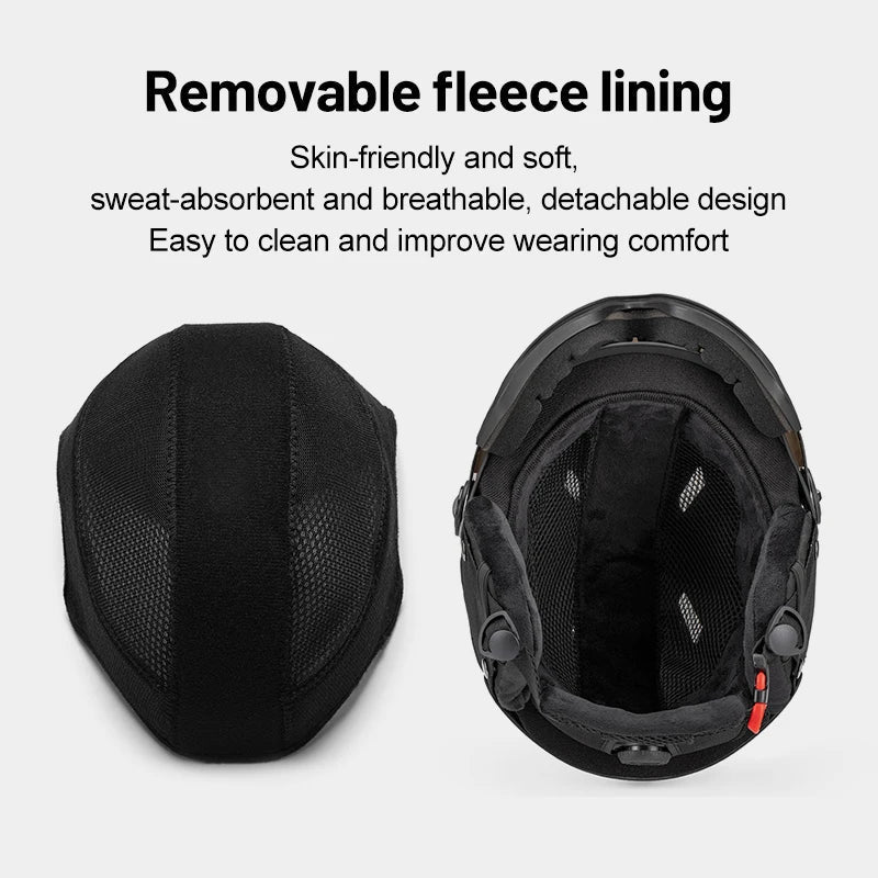 Ultra Light Ski Helmet With Mirrored Snow Goggles For Outdoor Skiing 1005010286765892-A2-Grey-L(59-61CM)