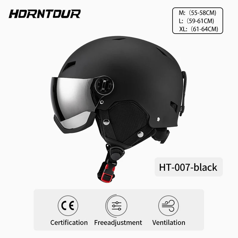 Ultra Light Ski Helmet With Mirrored Snow Goggles For Outdoor Skiing 1005010286765892-A2-Grey-L(59-61CM)