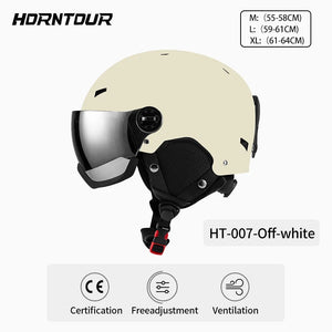 Ultra Light Ski Helmet With Mirrored Snow Goggles For Outdoor Skiing 1005010286765892-A2-Grey-L(59-61CM)