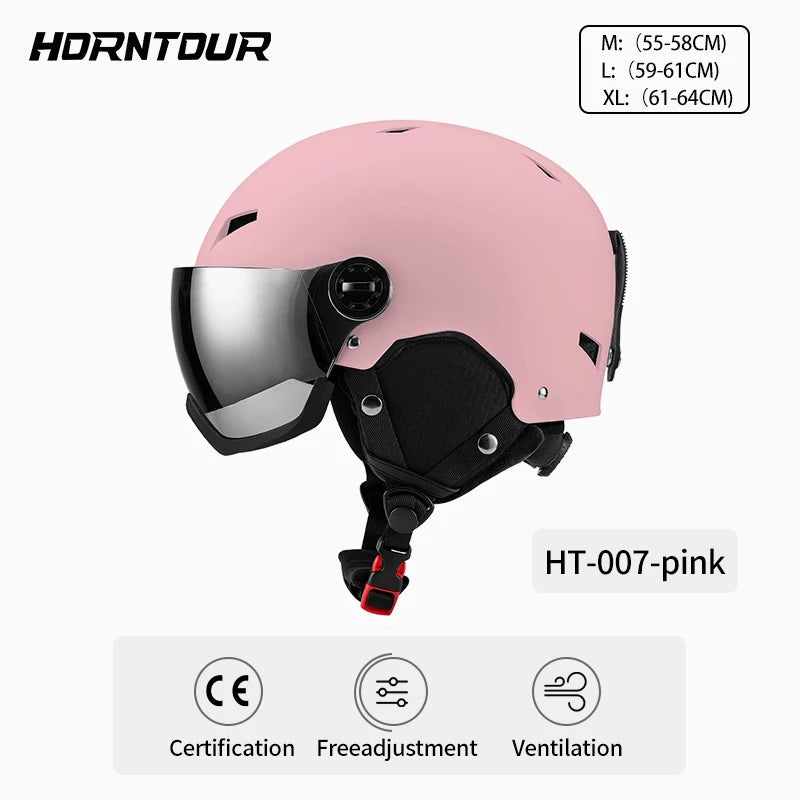 Ultra Light Ski Helmet With Mirrored Snow Goggles For Outdoor Skiing 1005010286765892-A2-Grey-L(59-61CM)