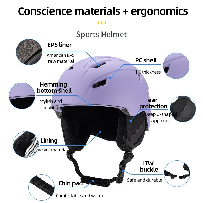 Ultralight Breathable Ski Helmet With Ear Protection And Goggle Strap 1005006181104353-Grey-M 55-58cm