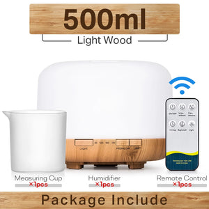Ultrasonic Aromatherapy Humidifier Essential Oil Diffuser With Led Lights Remote 1005001698073661-White 500ml-EU