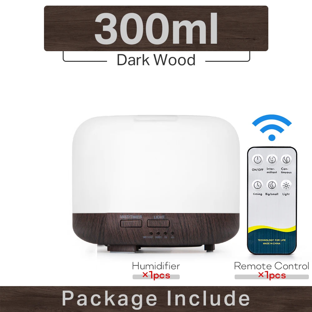 Ultrasonic Aromatherapy Humidifier Essential Oil Diffuser With Led Lights Remote 1005001698073661-White 500ml-EU