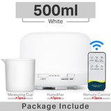 Ultrasonic Aromatherapy Humidifier Essential Oil Diffuser With Led Lights Remote 1005001698073661-White 500ml-EU