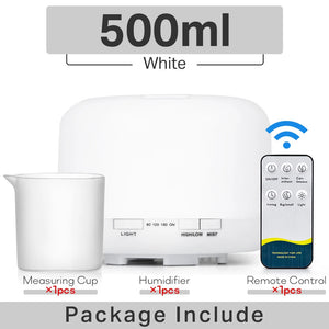 Ultrasonic Aromatherapy Humidifier Essential Oil Diffuser With Led Lights Remote 1005001698073661-White 500ml-EU
