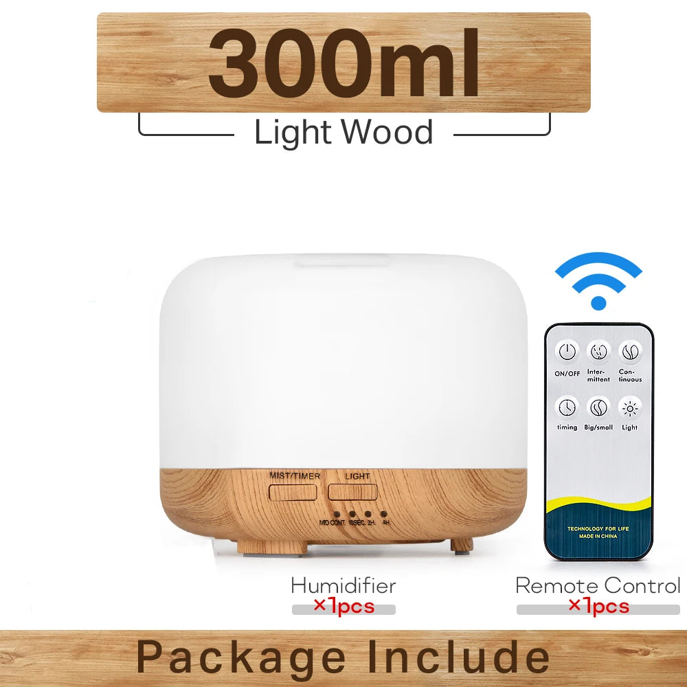 Ultrasonic Aromatherapy Humidifier Essential Oil Diffuser With Led Lights Remote 1005001698073661-White 500ml-EU