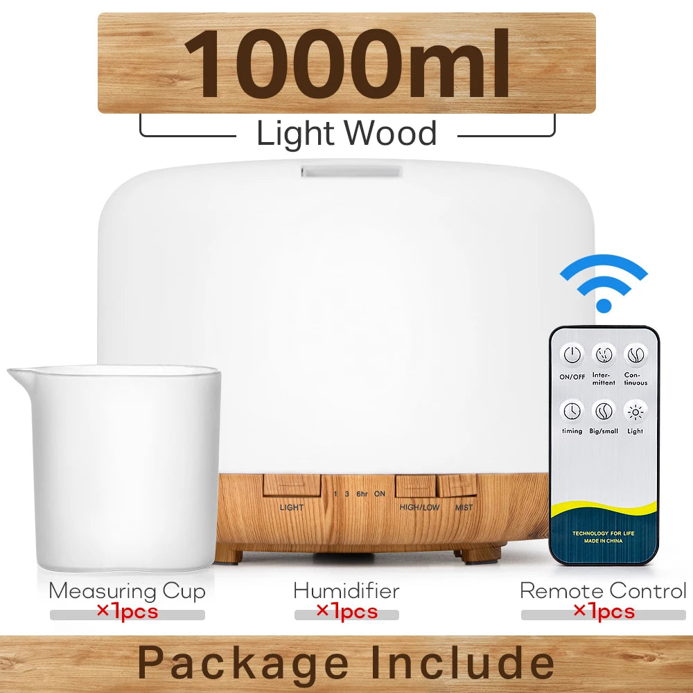 Ultrasonic Aromatherapy Humidifier Essential Oil Diffuser With Led Lights Remote 1005001698073661-White 500ml-EU