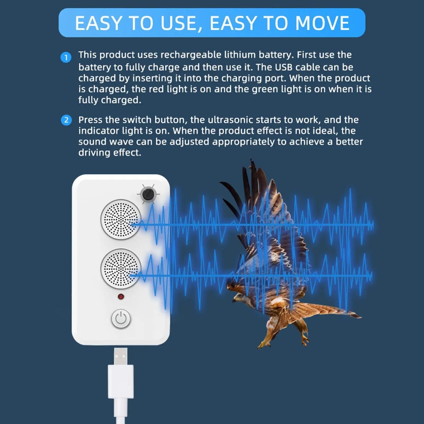 Usb Rechargeable Ultrasonic Bat Repeller With Adjustable Strength For Home 1005009952045606-al