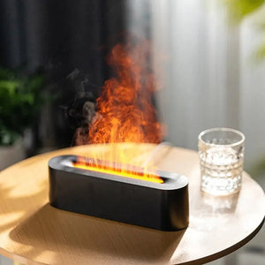 Usb Ultrasonic Flame Aroma Diffuser Humidifier With 7 Color Light 1005005974954073-Black