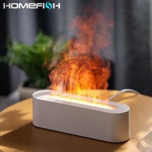 Usb Ultrasonic Flame Aroma Diffuser Humidifier With 7 Color Light 1005005974954073-Black
