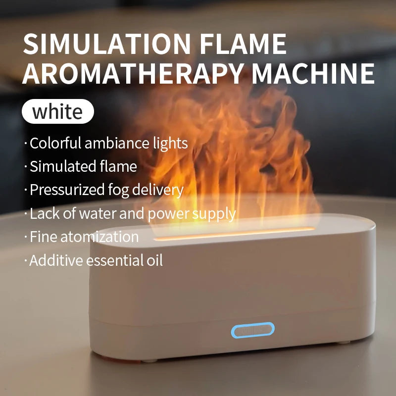 Usb Ultrasonic Flame Aroma Diffuser Humidifier With 7 Color Light 1005005974954073-Black