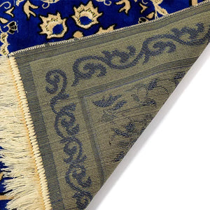 Velvet Floral Prayer Rug Thick Soft Anti Slip Cotton Travel Mat 1005010560350345-Blue