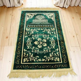 Velvet Floral Prayer Rug Thick Soft Anti Slip Cotton Travel Mat 1005010560350345-Blue