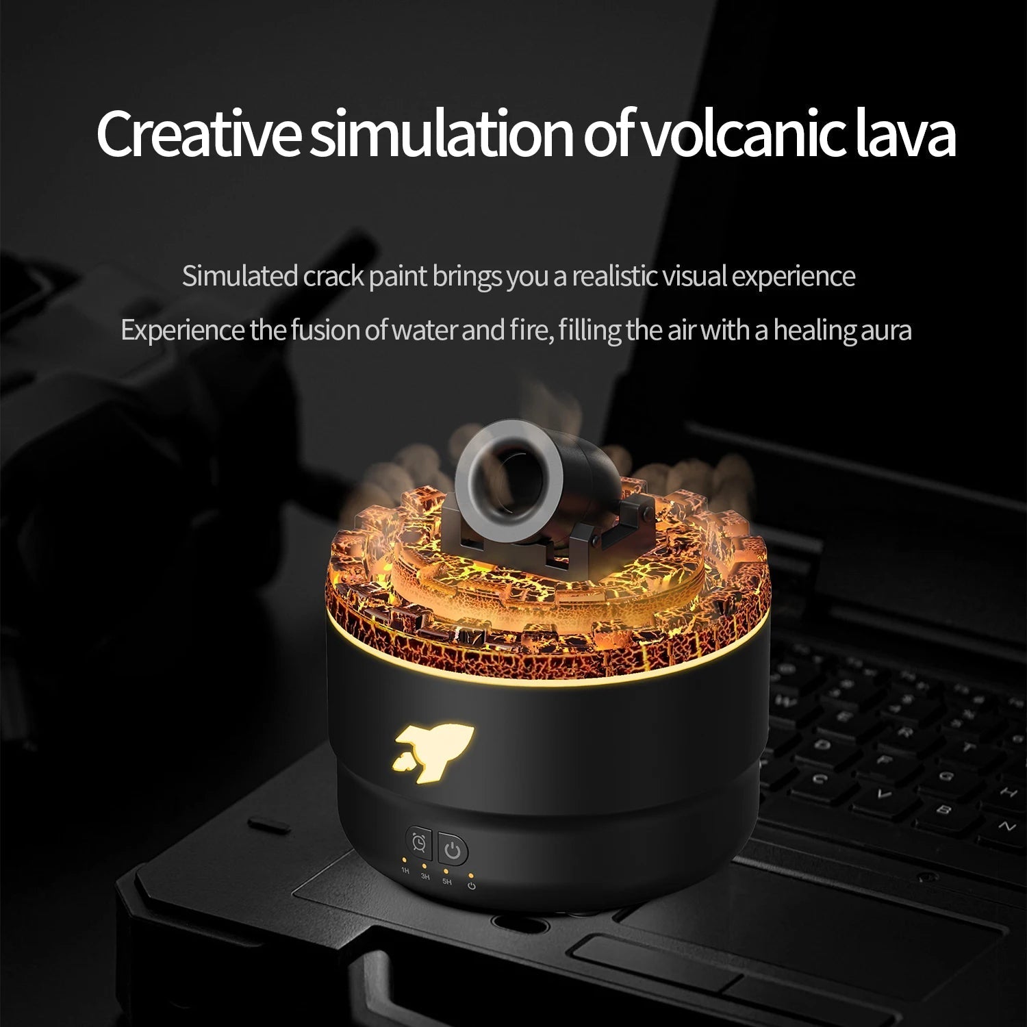 Volcanic Crack Ultrasonic Aroma Diffuser Humidifier With Night Light Timer 1005007626844937-White