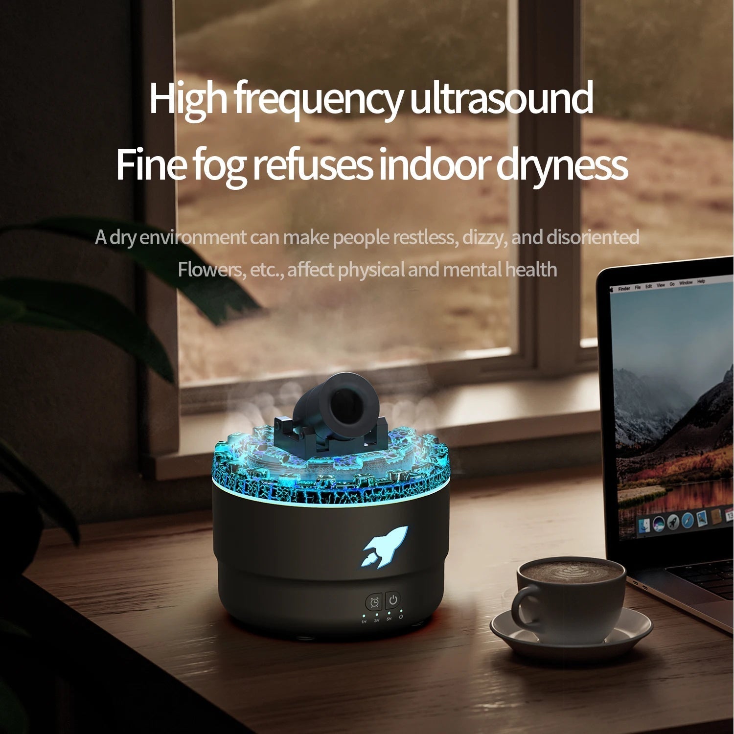 Volcanic Crack Ultrasonic Aroma Diffuser Humidifier With Night Light Timer 1005007626844937-White