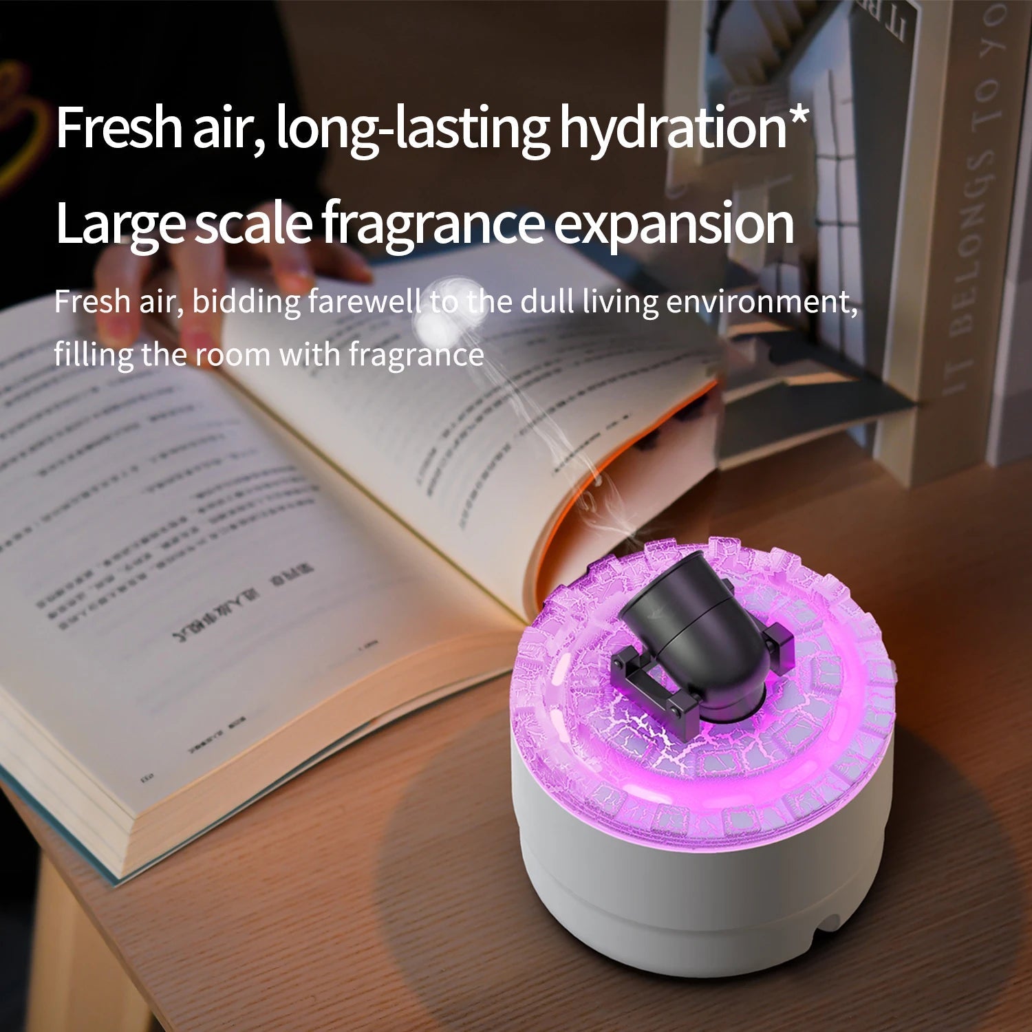 Volcanic Crack Ultrasonic Aroma Diffuser Humidifier With Night Light Timer 1005007626844937-White