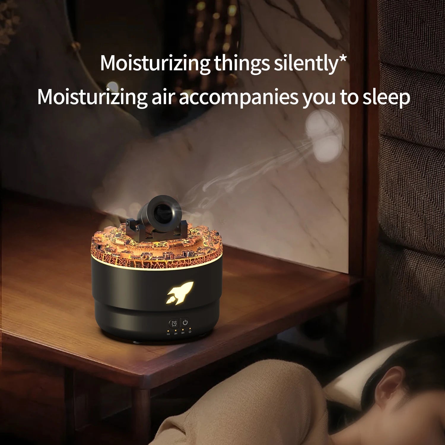 Volcanic Crack Ultrasonic Aroma Diffuser Humidifier With Night Light Timer 1005007626844937-White