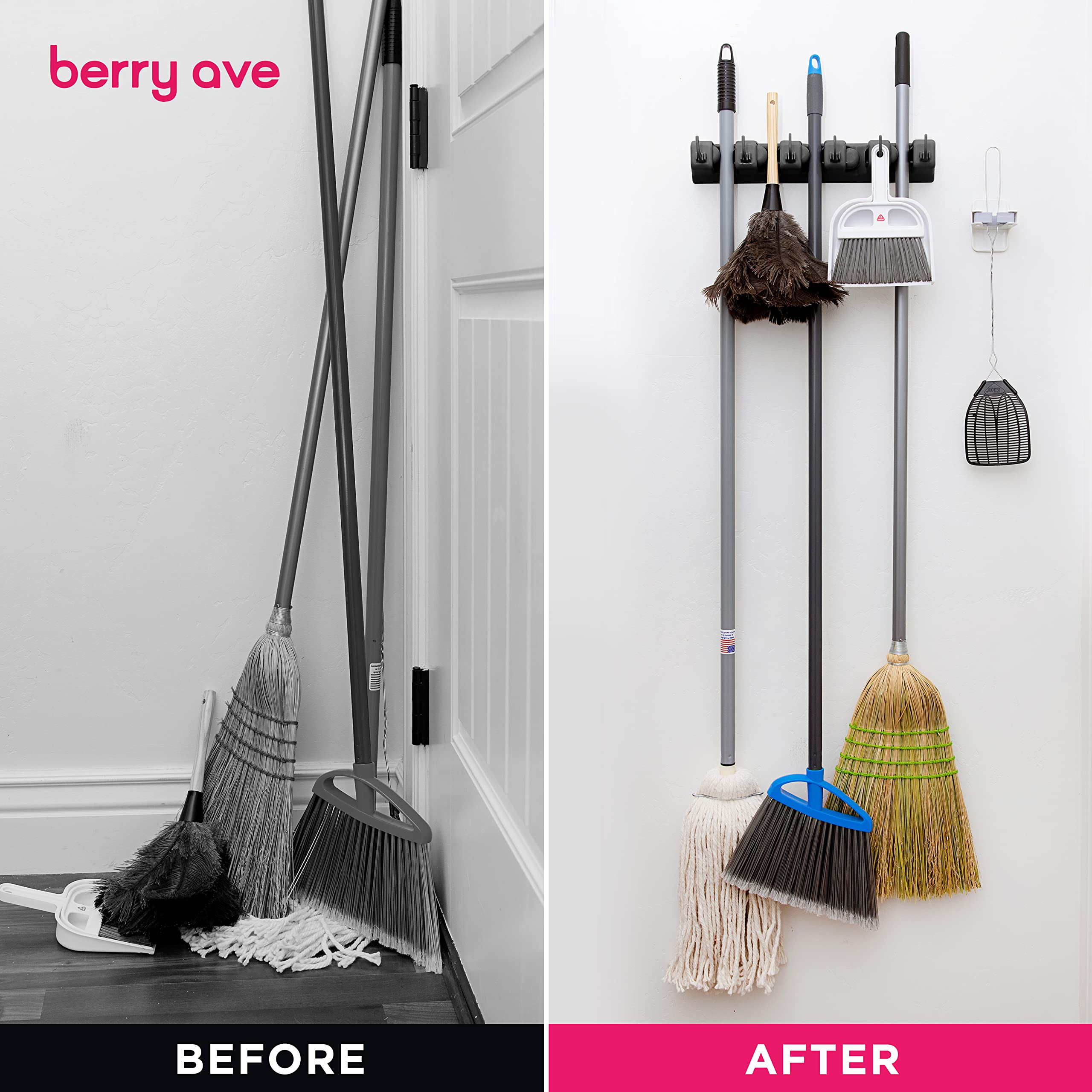Wall-Mounted Multi-Functional Mop And Broom Holder