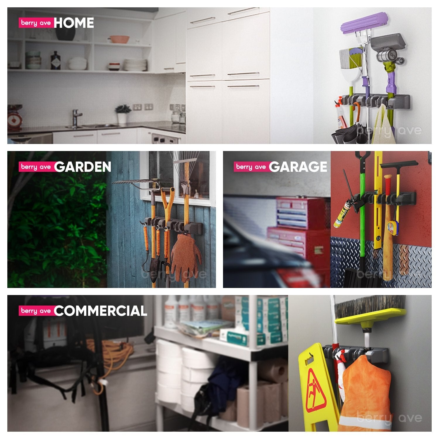 Wall-Mounted Multi-Functional Mop And Broom Holder