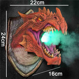 Wall-Mounted Dragon Head Decoration with LED Smoke Effect