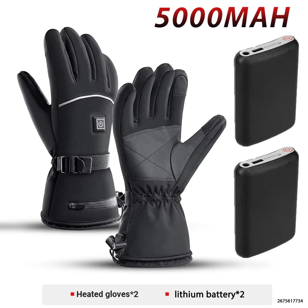 Water Repellent Heated Gloves With Touchscreen Fingers And Non Slip Palm 1005010100131208-A3 With 5000mah 4
