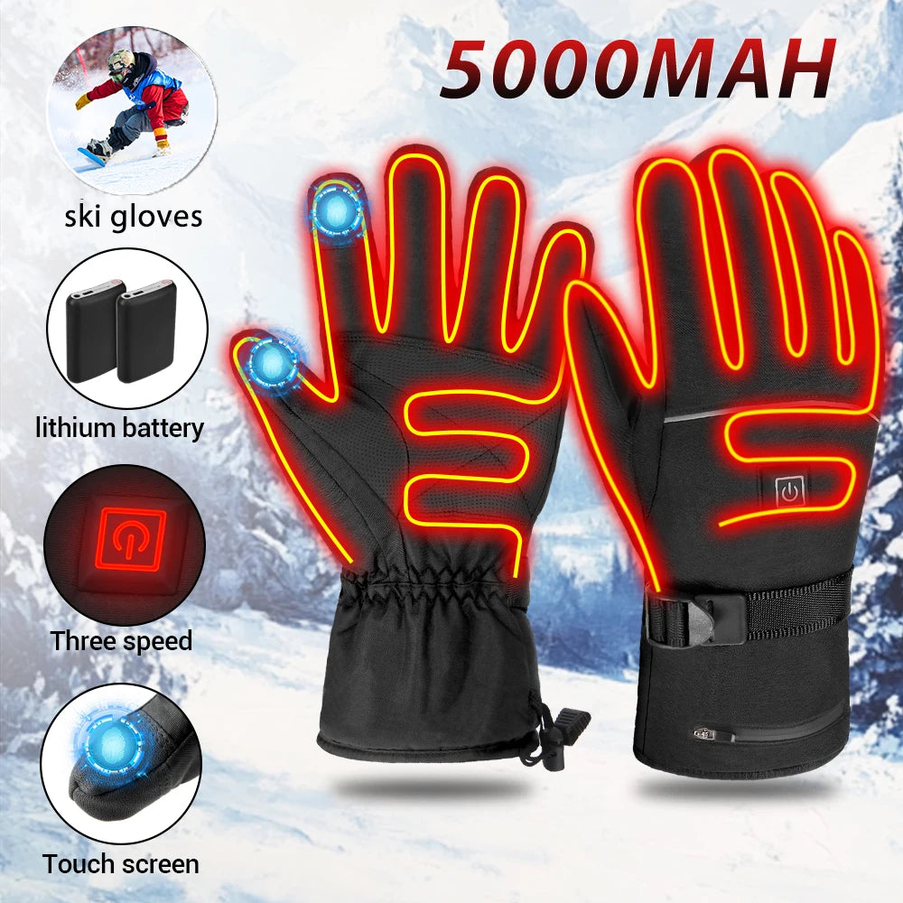 Water Repellent Heated Gloves With Touchscreen Fingers And Non Slip Palm 1005010100131208-A3 With 5000mah 4