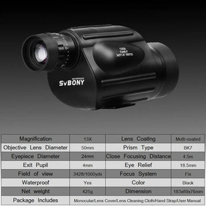 Waterproof 13X50 Monocular Telescope With Tripod Interface And Central Focus 1005005756162772-10x42
