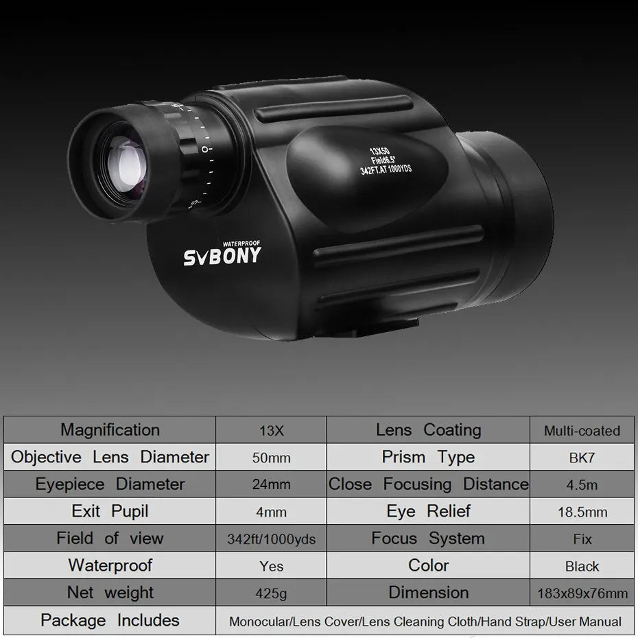 Waterproof 13X50 Monocular Telescope With Tripod Interface And Central Focus 1005005756162772-10x42