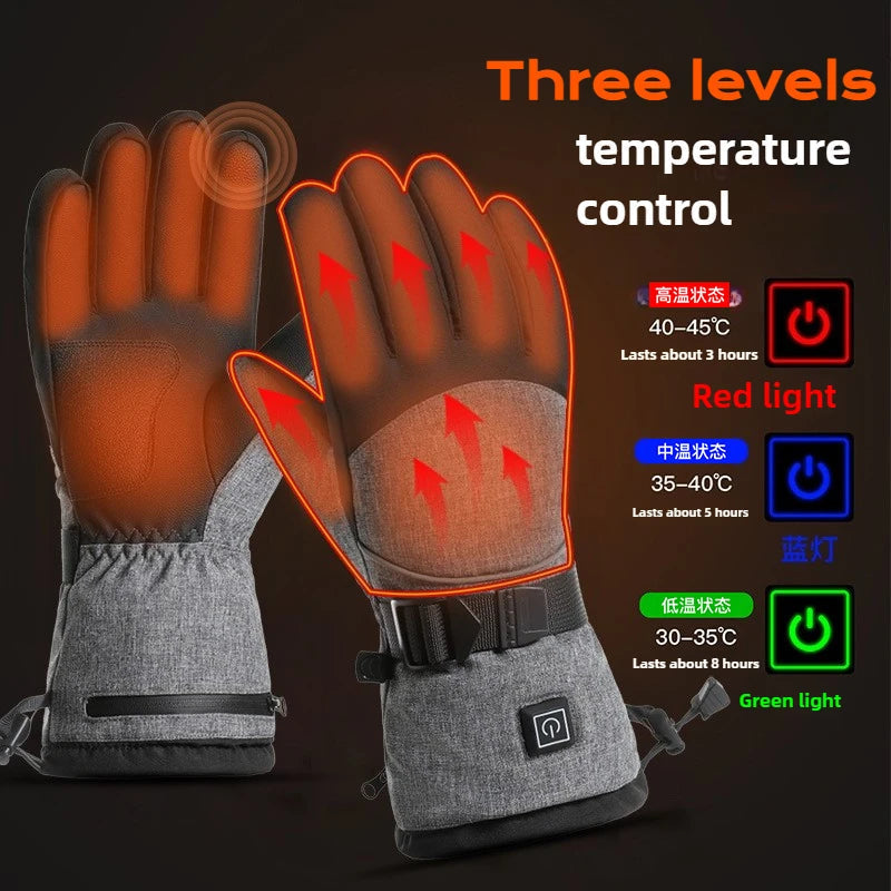 Waterproof Heated Touchscreen Full Finger Gloves With Three Heat Settings 1005010487106342-XL