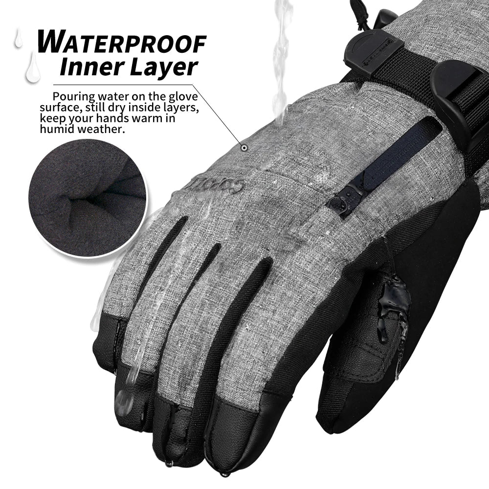 Waterproof Thermal Ski Gloves With Touchscreen Index Finger For Men Women 32953164624-grey-XL